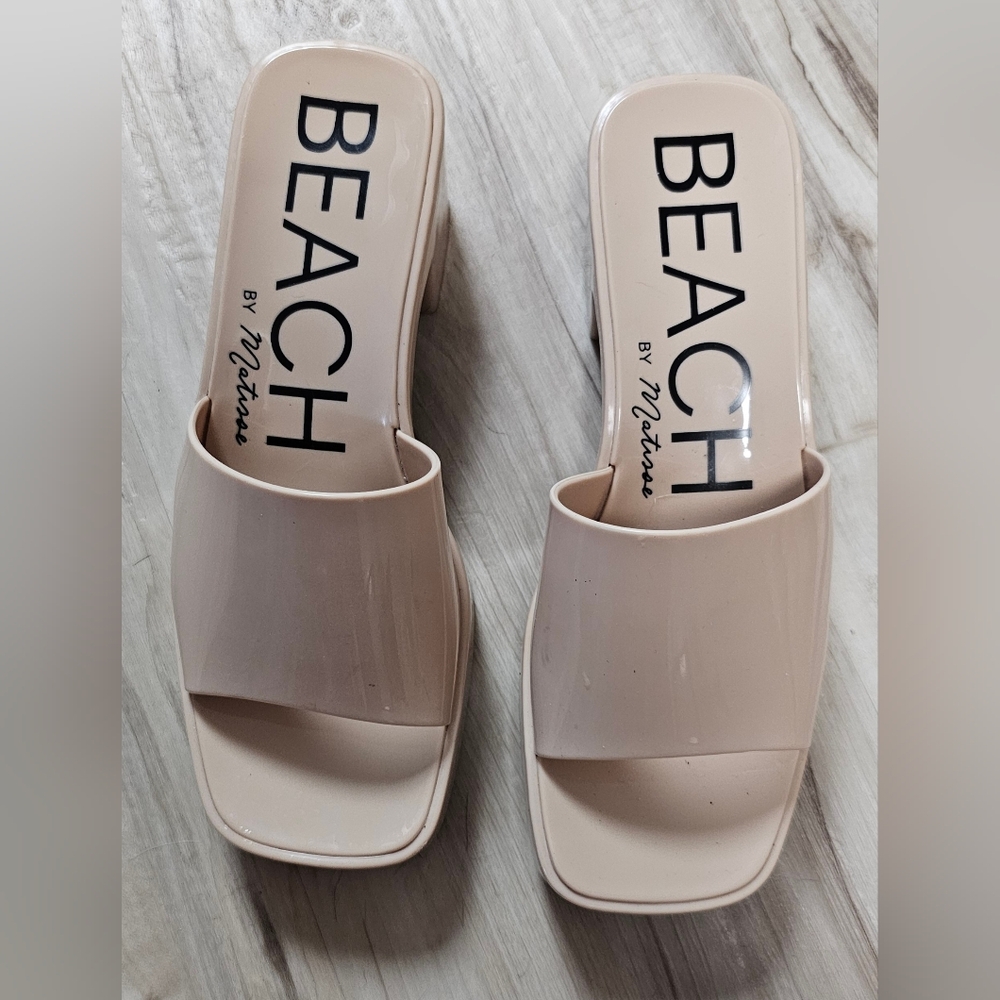 Beach by Matisse Blush Pink Square Toe Slide Heels Size 7